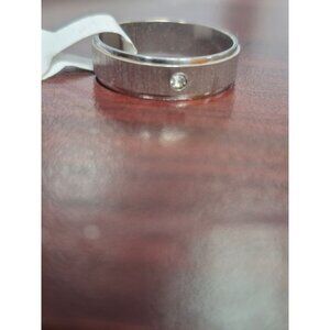 Mens Stainless Steel Ring With Single CZ Stone Size 9